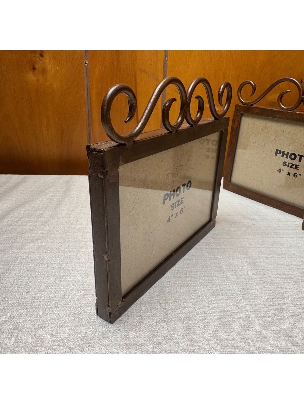 Heavy Metal Scroll Top 4x6 Picture Frame Rustic Brown Farmhouse Decor - Picture 6 of 6